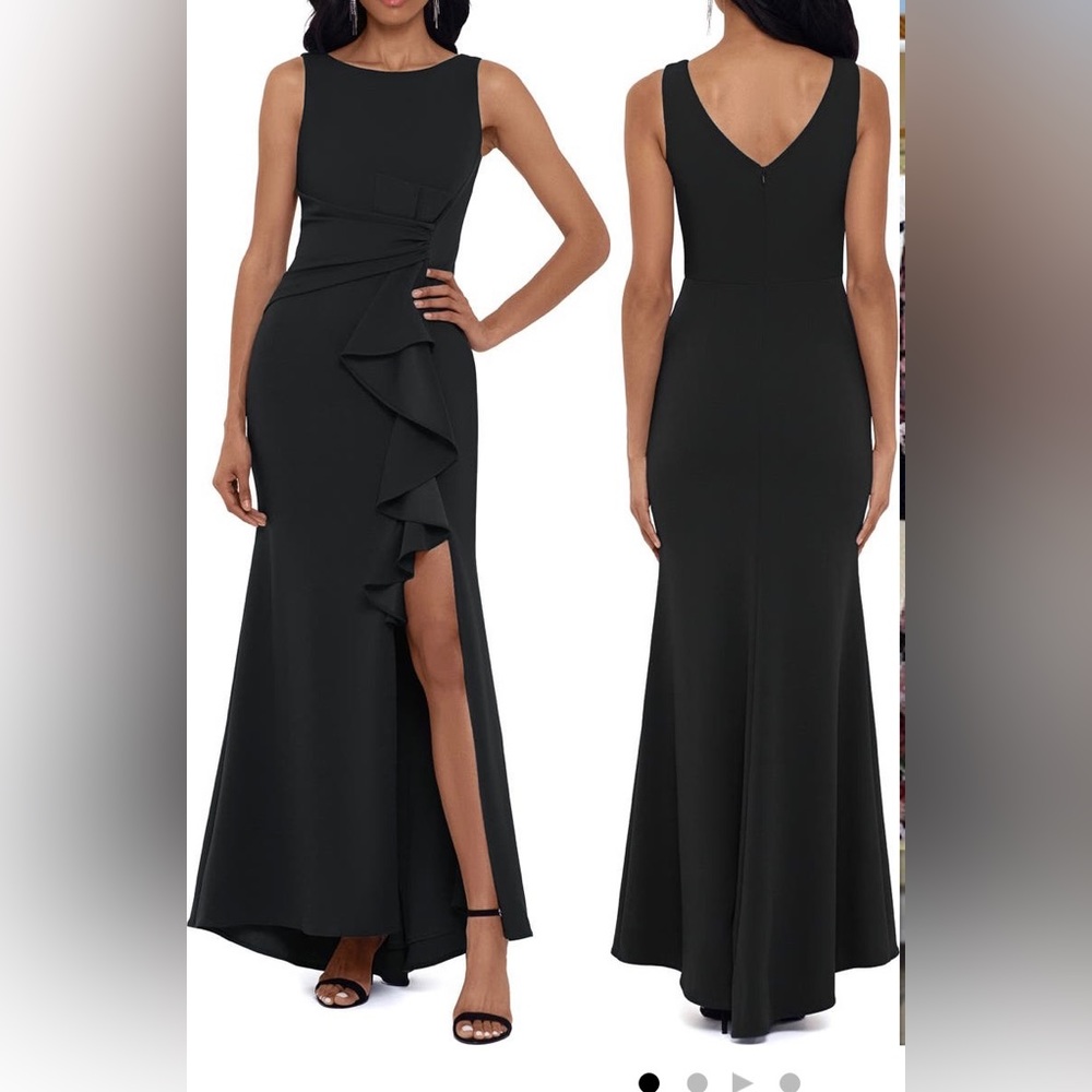 Betsy & Adam Ruffle Bow Trumpet Gown